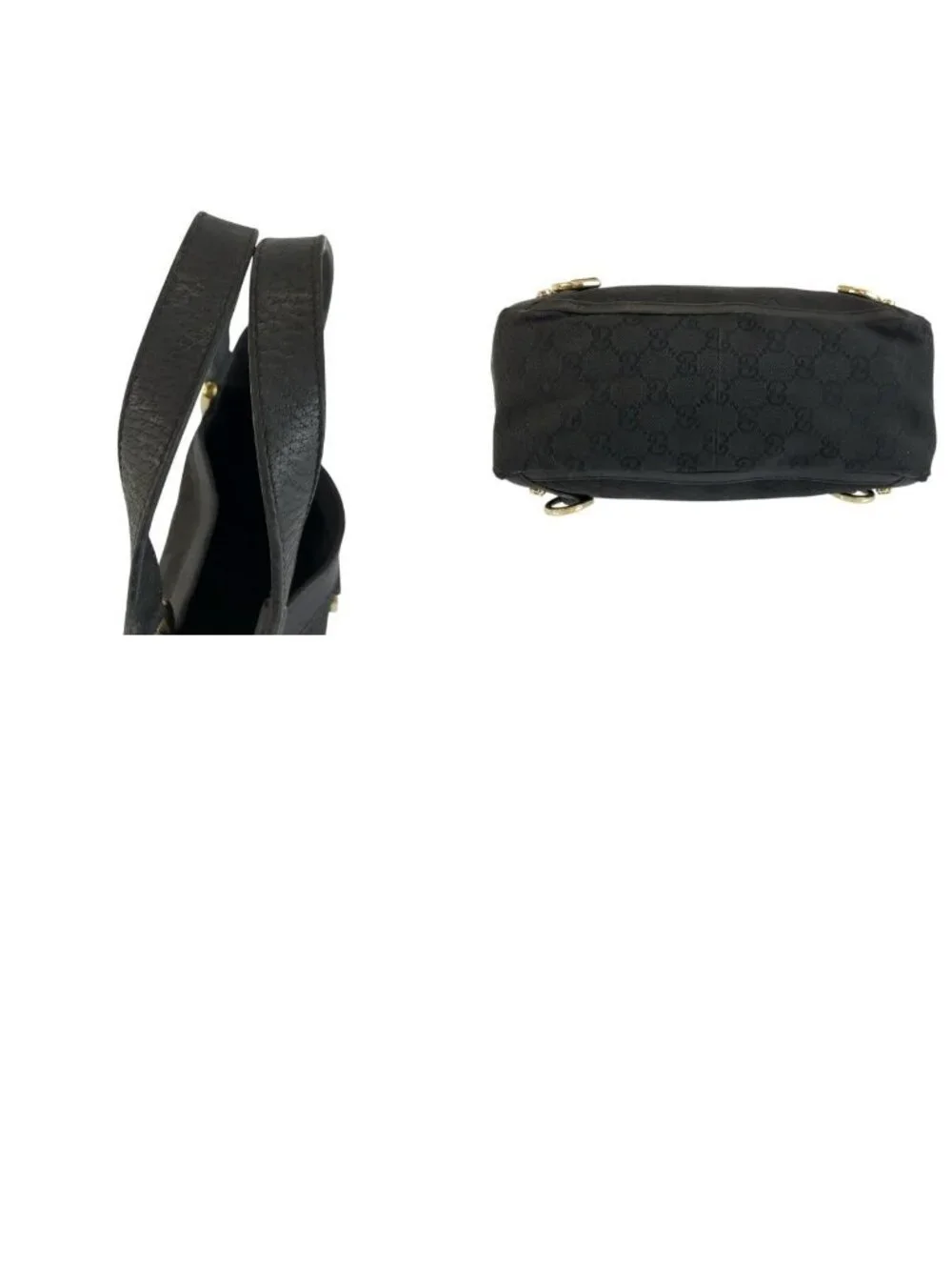 Gucci Abbey Black Gold GG Canvas Leather Tote
